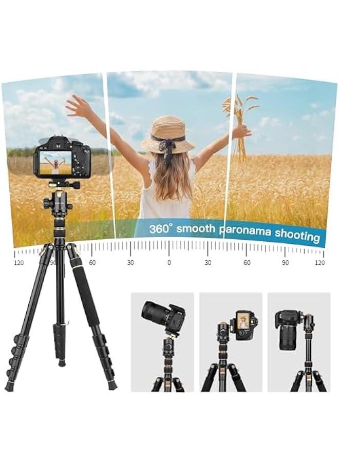 Professional Camera Tripod Stand for DSLR Photography, Lightweight yet Heavy Duty. Perfect for Spotting Scopes, Telescopes, and Binoculars. Complete Compact Tripod Unit, Tall and Sturdy Stand.