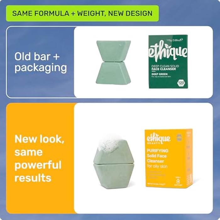 Ethique Purifying - Solid Face Cleanser for Oily Skin -Vegan, Zero-Waste, Plastic-Free, Cruelty-Free, 3.9 oz (Pack of 1: 2 Bars) - Image 2