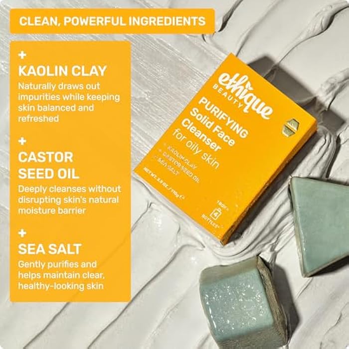 Ethique Purifying - Solid Face Cleanser for Oily Skin -Vegan, Zero-Waste, Plastic-Free, Cruelty-Free, 3.9 oz (Pack of 1: 2 Bars) - Image 3
