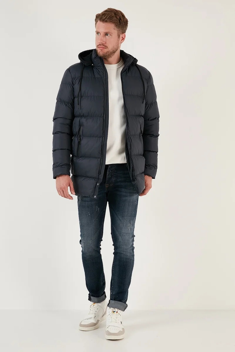 Buratti Slim Fit Water and Wind Resistant Removable Hooded Puffer Coat Men's Coat 649009