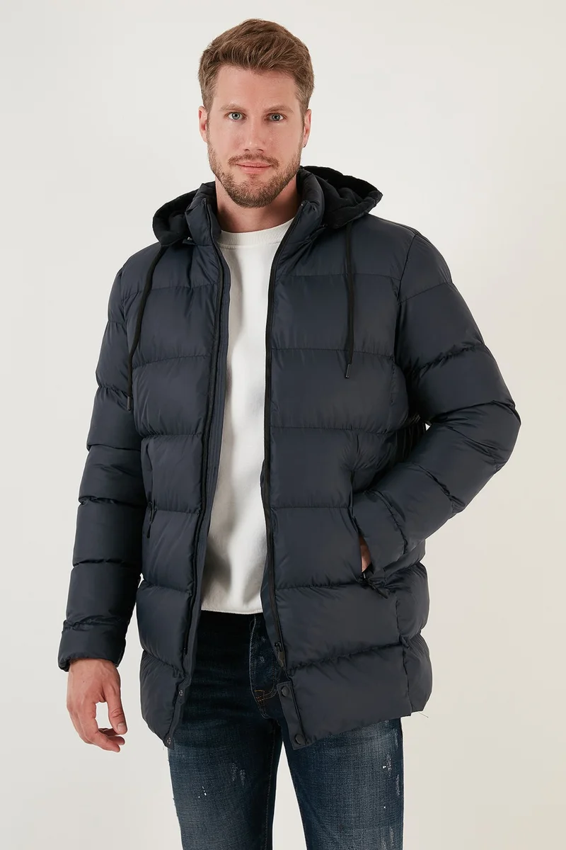 Buratti Slim Fit Water and Wind Resistant Removable Hooded Puffer Coat Men's Coat 649009