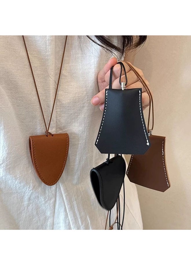 Generic - Korean-style Long Leather Pull-out key Pouch Neck Accessory With Magnetic Multi-functional Leather Sunglasses Clip Necklace. - Image 1