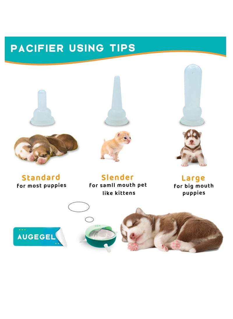 SYOSI - Puppy Kitten Feeder, Silicone Puppy Feeder with Nipples, Pet Milk Feeder, Pet Self Feeding Device, 4 Nipples Self Feeding Milk Bowl for Kittens, Puppies, Rabbits, Lamb Green - Image 1