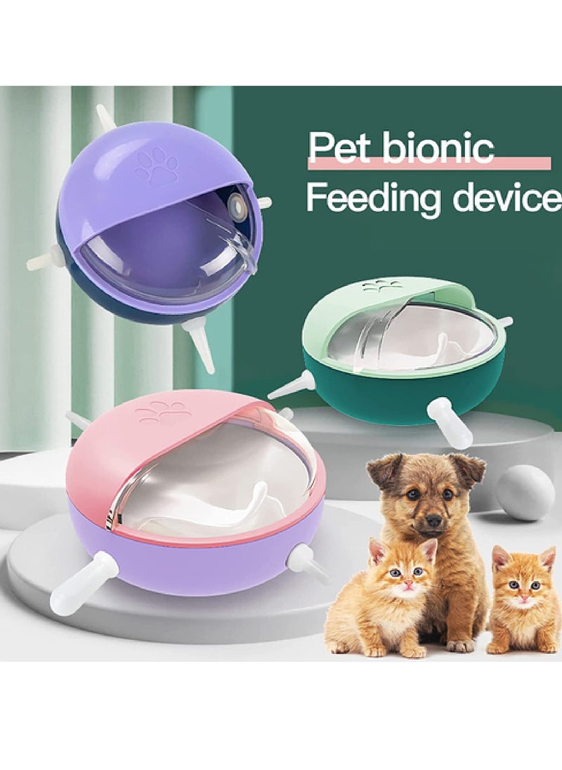 SYOSI - Puppy Kitten Feeder, Silicone Puppy Feeder with Nipples, Pet Milk Feeder, Pet Self Feeding Device, 4 Nipples Self Feeding Milk Bowl for Kittens, Puppies, Rabbits, Lamb Green - Image 1
