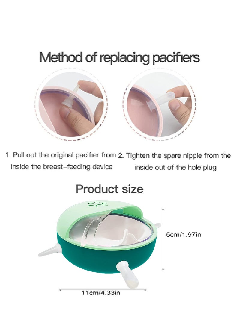 SYOSI - Puppy Kitten Feeder, Silicone Puppy Feeder with Nipples, Pet Milk Feeder, Pet Self Feeding Device, 4 Nipples Self Feeding Milk Bowl for Kittens, Puppies, Rabbits, Lamb Green - Image 1