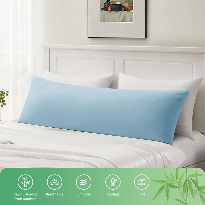 Parkdeny Body Pillowcase  Cooling Viscose from Bamboo Pillow Cover with Zipper Closure  Soft Moisture-Wicking for Hot Sleepers  Hair and Skin-Friendly  Aqua Blue  1 Pack - Image 5