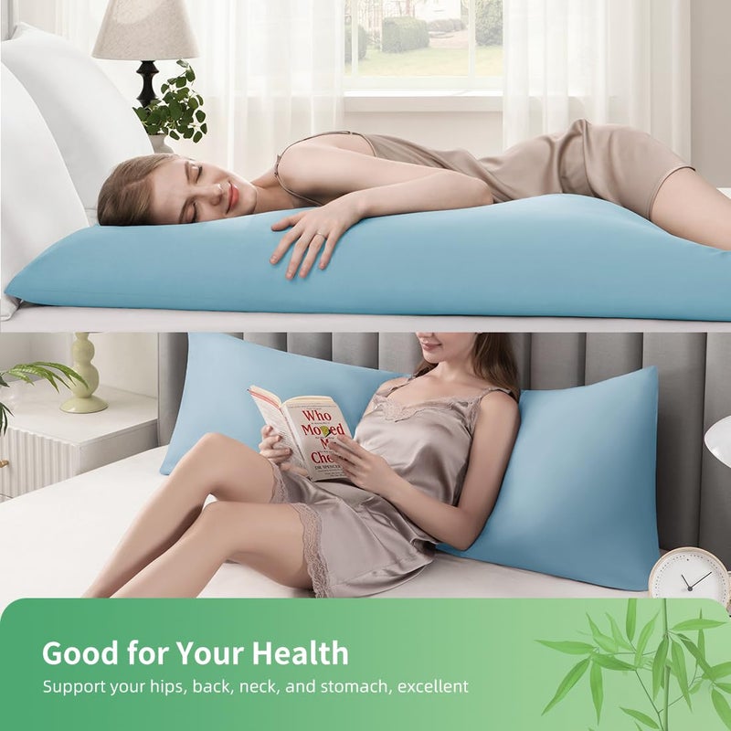 Parkdeny Body Pillowcase  Cooling Viscose from Bamboo Pillow Cover with Zipper Closure  Soft Moisture-Wicking for Hot Sleepers  Hair and Skin-Friendly  Aqua Blue  1 Pack - Image 2
