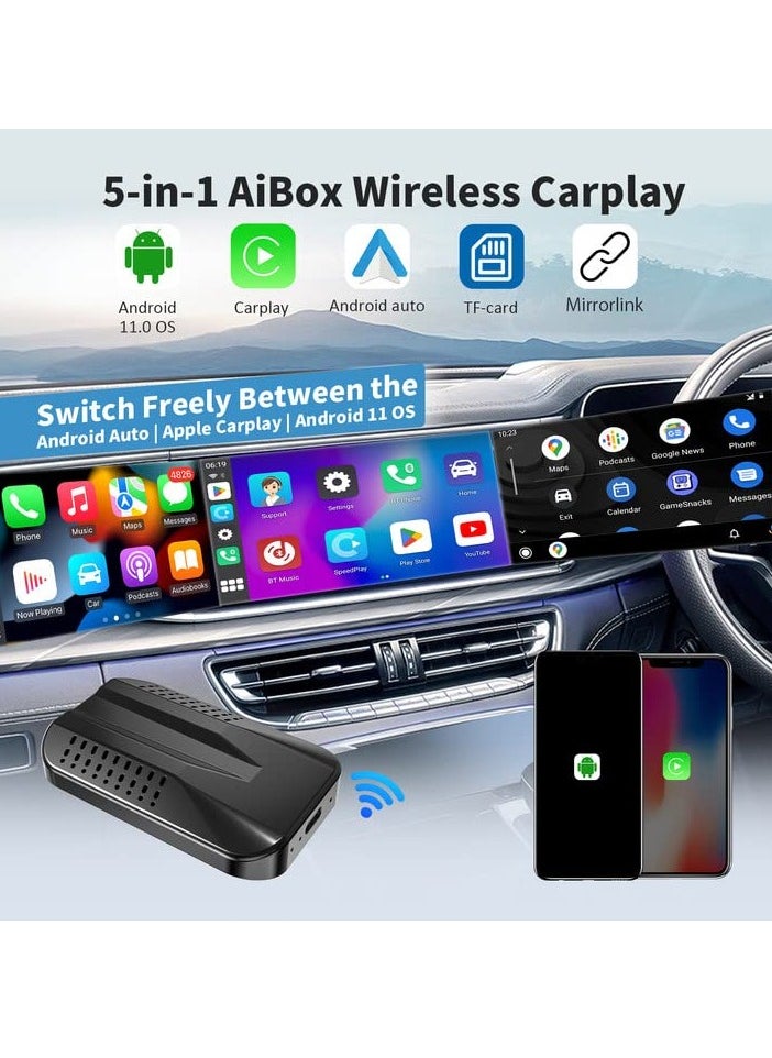 SYOSI - Wireless CarPlay Adapter with Netflix Disney+ YouTube Google Play, CarPlay&Android Auto Wireless Adapter for OEM Wired Carplay Cars, Upgrade Magic Box 2.0, Plug&Play,No Delay,TF Card,Mirroring - Image 1
