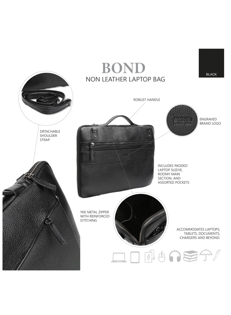Trucare  Bond Leather Laptop Bag Black - 1223 / 1418  | Best Price UAE