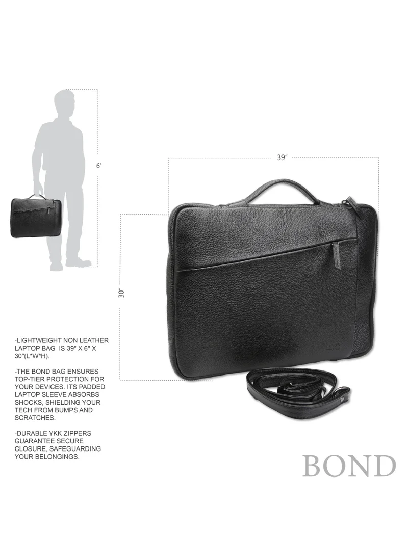 Trucare  Bond Leather Laptop Bag Black - 1223 / 1418  | Best Price UAE