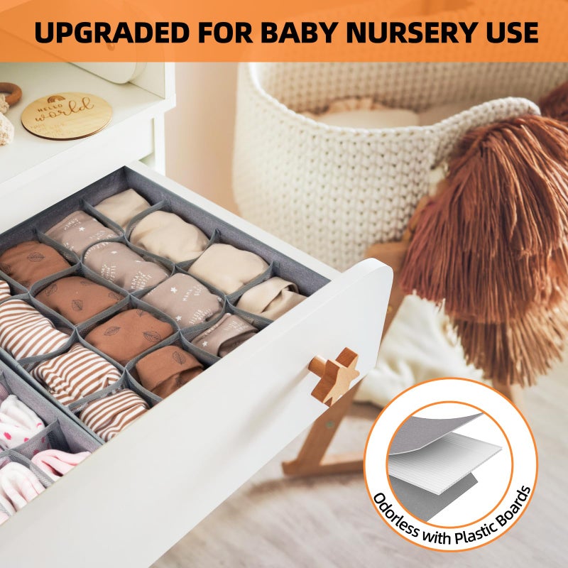 Criusia 3 Pack Sock Underwear Organizer Dividers  64 Cell Drawer Fabric Foldable Cabinet Closet Storage Boxes For Storing Socks  Underwear  Ties (16+24+24 Cell  Gray) - Image 5