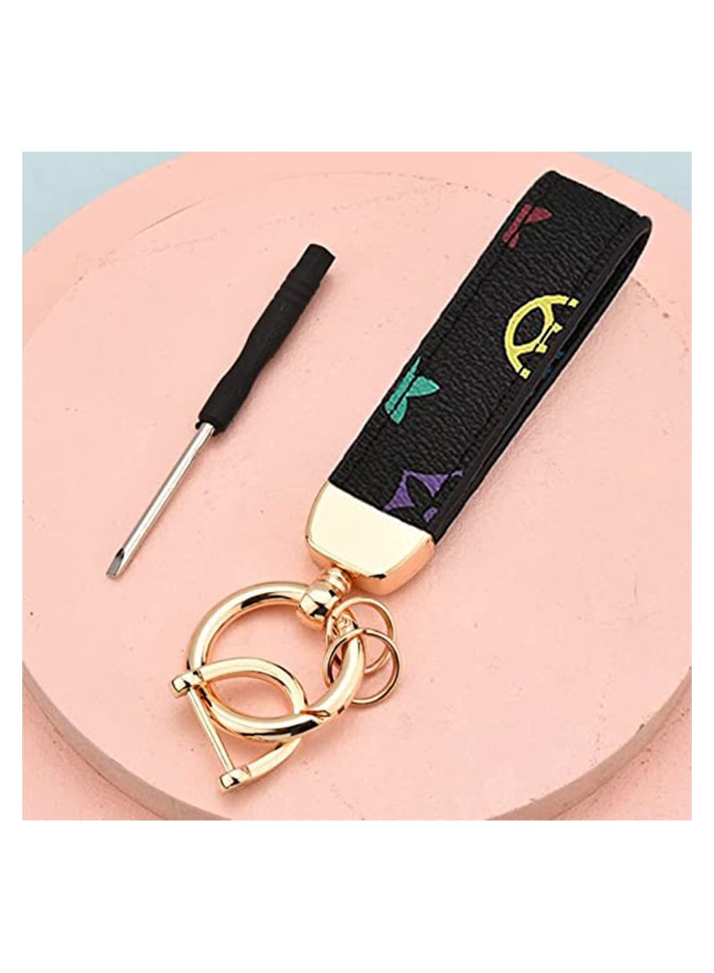 SYOSI Keychain Cartoon Frenchie Bear Car Keychain Set Accessories for Car Keys PU Leather Multiple Colour Key Fob Backpack Lanyard Wallet Decorate for Women Girls - Image 3