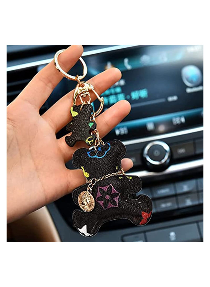 SYOSI Keychain Cartoon Frenchie Bear Car Keychain Set Accessories for Car Keys PU Leather Multiple Colour Key Fob Backpack Lanyard Wallet Decorate for Women Girls - Image 4