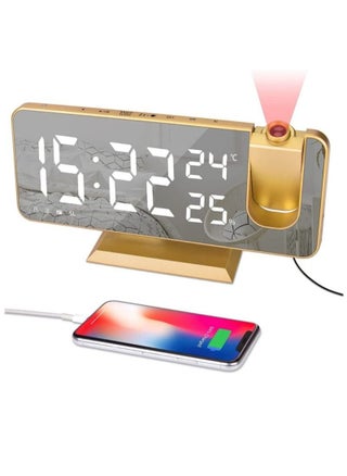 Alarm Clock Projector, Radio Clock with 180° Rotatable Projector, LED Digital Clock Projection on Ceiling Wall with USB Charging, Dual Alarm, 15 Level Volume, Large LED Display, for Bedroom Home - pzsku/ZFB766A11F576F57A593AZ/45/_/1663479588/2fd4462a-9515-4b6a-ab4e-9284eaffeff7