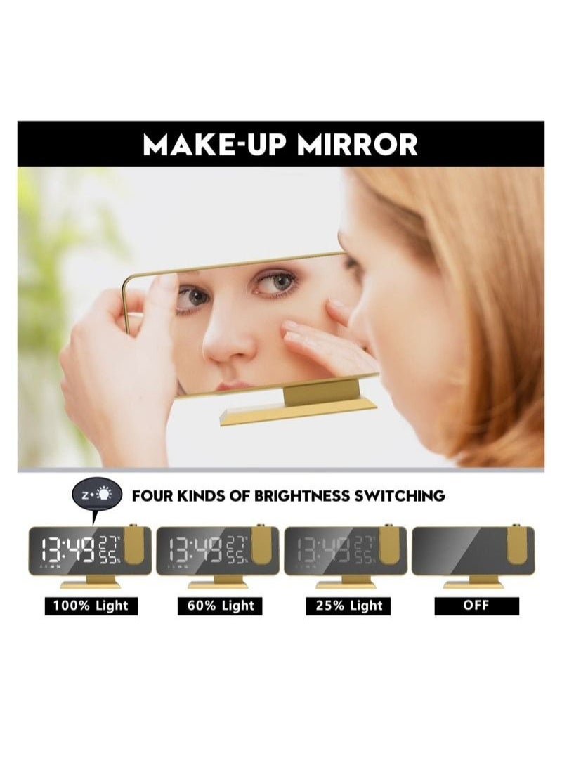 Alarm Clock Projector, Radio Clock with 180° Rotatable Projector, LED Digital Clock Projection on Ceiling Wall with USB Charging, Dual Alarm, 15 Level Volume, Large LED Display, for Bedroom Home