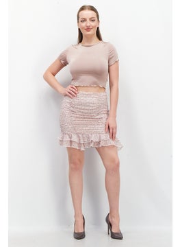 Love Triangle Women Floral Print Mini Skirt, Pink Combo  - Image 2