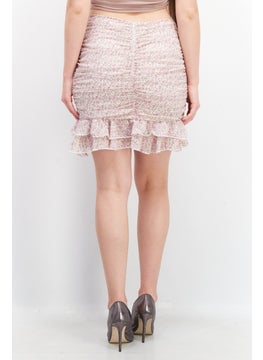 Love Triangle Women Floral Print Mini Skirt, Pink Combo  - Image 3