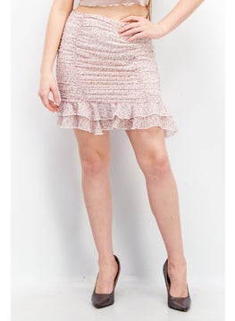 Love Triangle Women Floral Print Mini Skirt, Pink Combo  - Image 1