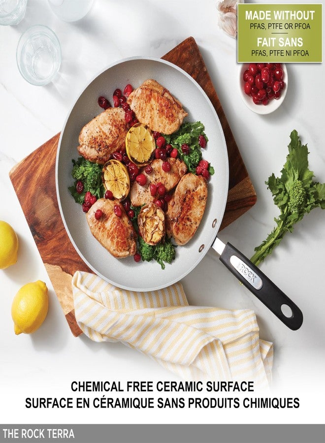 ستارفريت مقلاة ستار فريت ذا روك تيرا 26 سم (10 بوصات) سيراميك غير لاصقة - قاعدة ألومنيوم سميكة - خالية من حمض البيرفلوروكتانويك - سهلة التنظيف - رمادي - Image 4