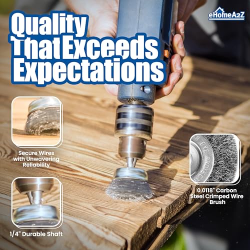 EHOMEA2Z Wire Wheel Steel (40 Pack) Brush Cup for 1/4 Inch Hex Shank Cleaning Stripping Rotary Metal Paint Rust Removal, for Power Drill Attachment - Image 4