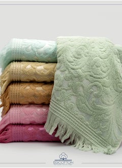 EG COTTON Jacquard Tassel Towel Size: 55 x 115 cm 100% Egyptian Cotton Highly absorbent and extremely soft, made especially for you  - Image 3