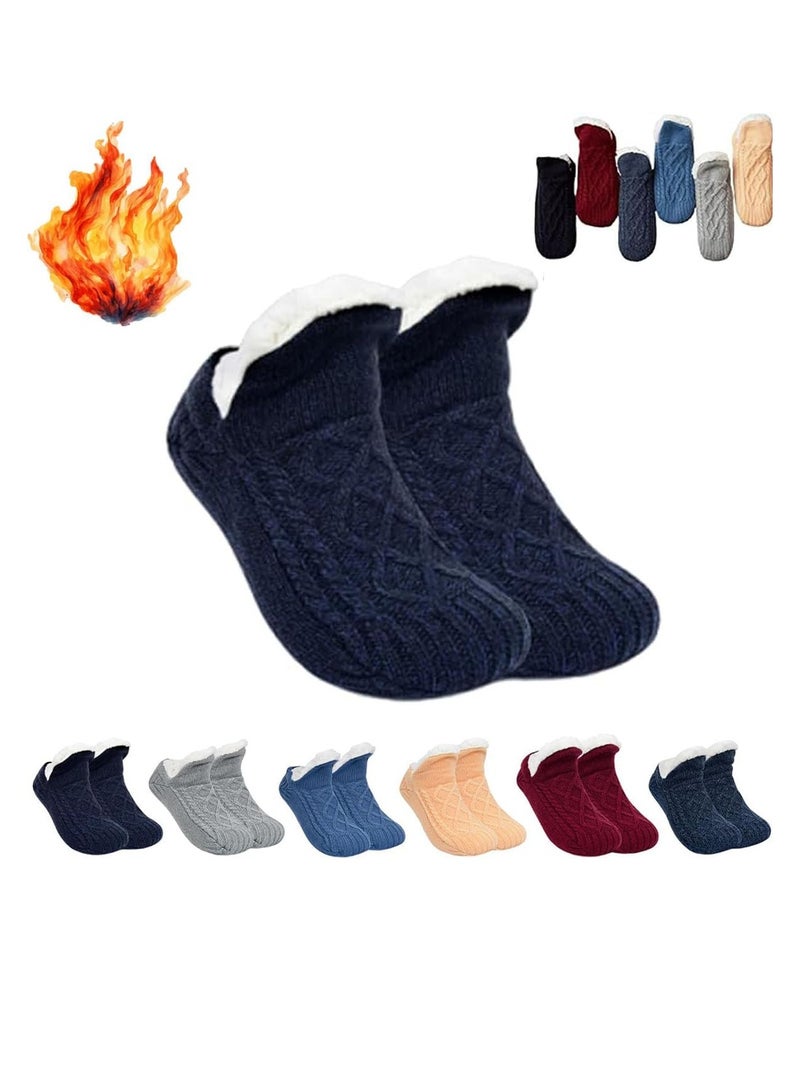 Generic Fluffy Fleece Slipper Socks, Non-Slip Warm Winter Socks Cute Fleece-lined Slipper Socks Warm Indoor Slipper Socks Cozy Winter Non-Skid Socks Plush Socks Soft Fluffy Socks for Unisex in Home(Black) - Image 1