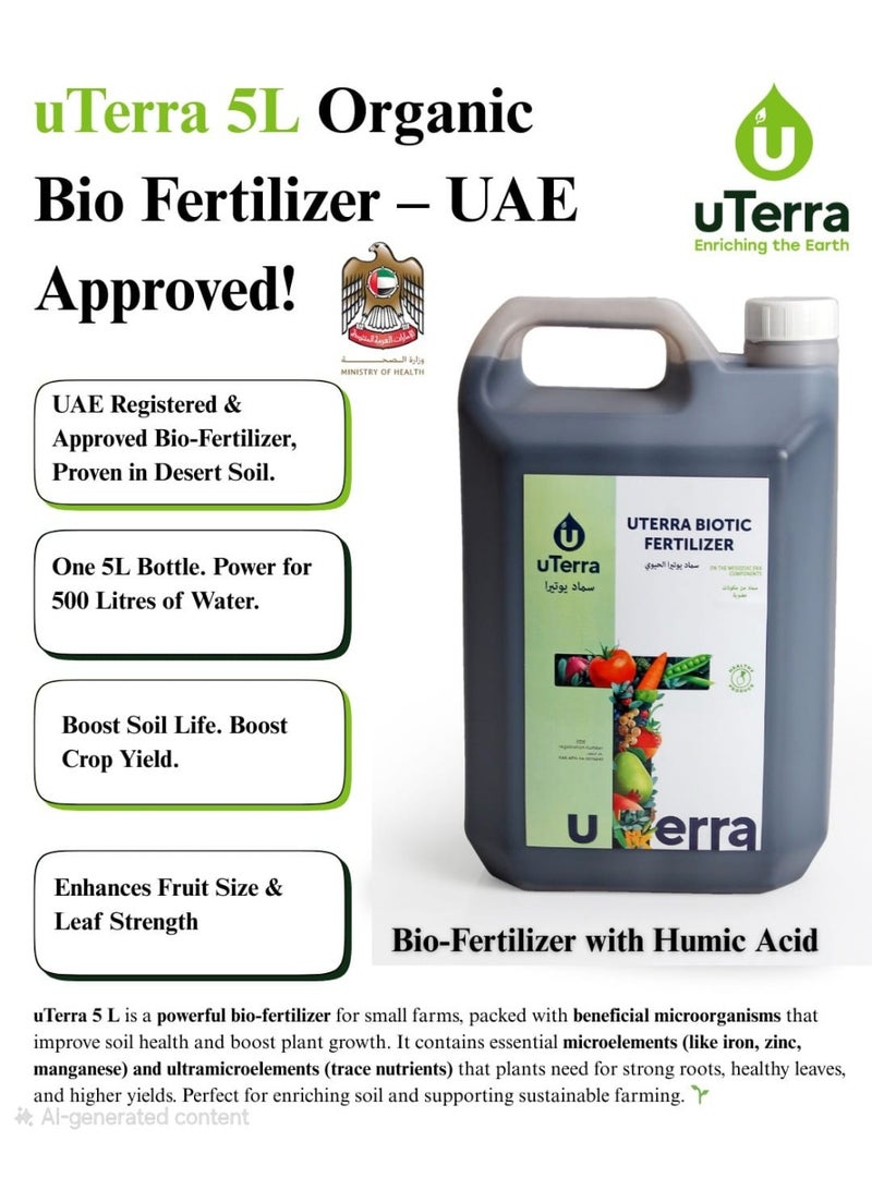 uTerra Biotic Fertilizer – Organic Liquid Soil Booster for All Plants | 5 Litre Bulk Pack | Professional & Commercial Grade | Chemical-Free | UAE - Image 3