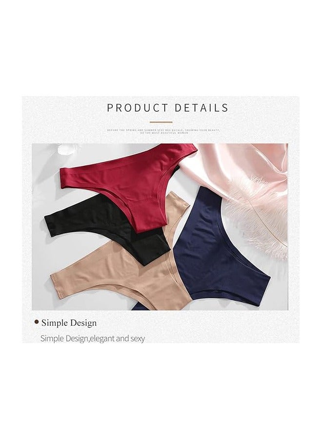 Unewshi Thong,Seamless Underwear for Women Panties,4 Pack Women’s Seamless Cheeky Hipster Underwear No Show Panties Invisibles Breathable Briefs Soft Stretch Bikini Lingerie - Image 3