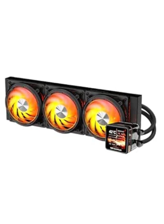 دارك فلاش مبرد وحدة المعالجة المركزية السائل darkFlash DE360 الكل في واحد، شاشة LCD مقاس 2.88 بوصة بدقة 480 * 480، شاشة مغناطيسية، مزامنة ARGB، مراوح PWM، مشعاع 360 مم، مبرد وحدة المعالجة المركزية AIO متوافق مع Intel 1851/1700، AMD AM4/AM5 (أسود) - Image 1