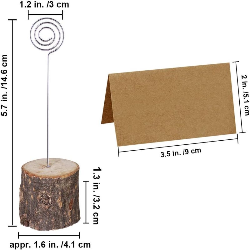 Supla حامل بطاقات مكان خشبي ريفي من سوpla 20 قطعة مع سلك دوامة وحامل ملاحظات خشبي لحامل بطاقات الصور والملاحظات 58 وبطاقات كرافت بالجملة لحفل الزفاف وحفلات الطعام - Image 2