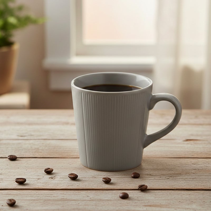 Cuisine Art EVE Stoneware Coffee Mug Set of 4 – 300 ML Grey Cups | Durable Ribbed Coffee & Tea Mug Set for Home, Office & Café | Cappuccino, Latte & Cocoa Mugs - Image 3