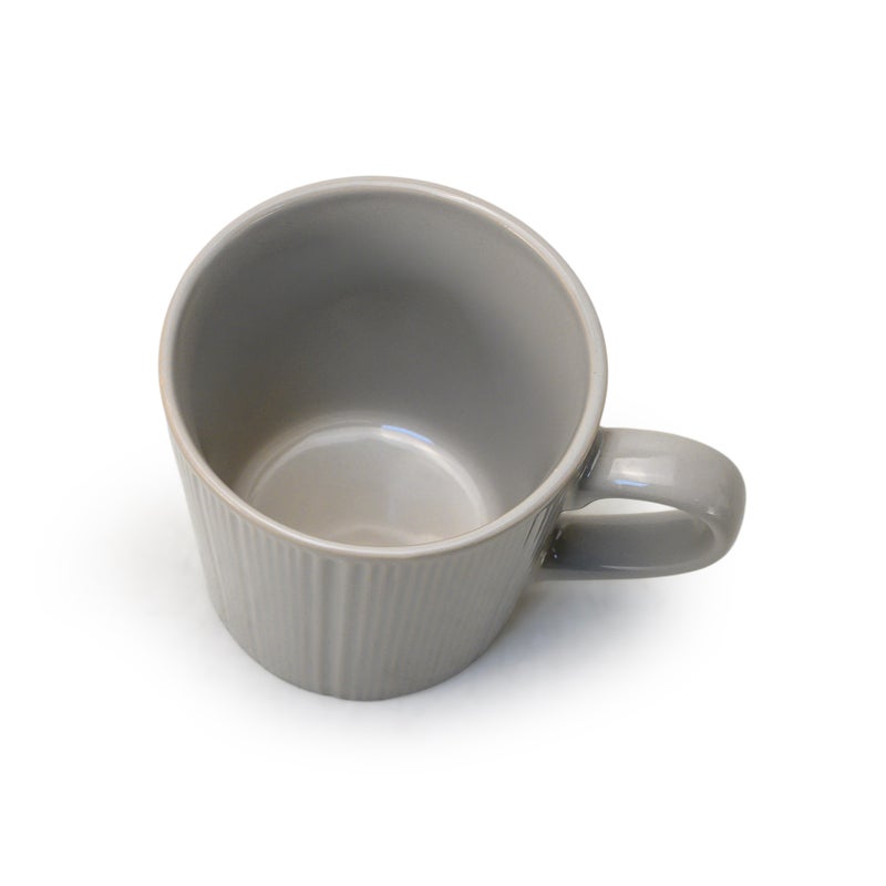 Cuisine Art EVE Stoneware Coffee Mug Set of 4 – 300 ML Grey Cups | Durable Ribbed Coffee & Tea Mug Set for Home, Office & Café | Cappuccino, Latte & Cocoa Mugs - Image 5