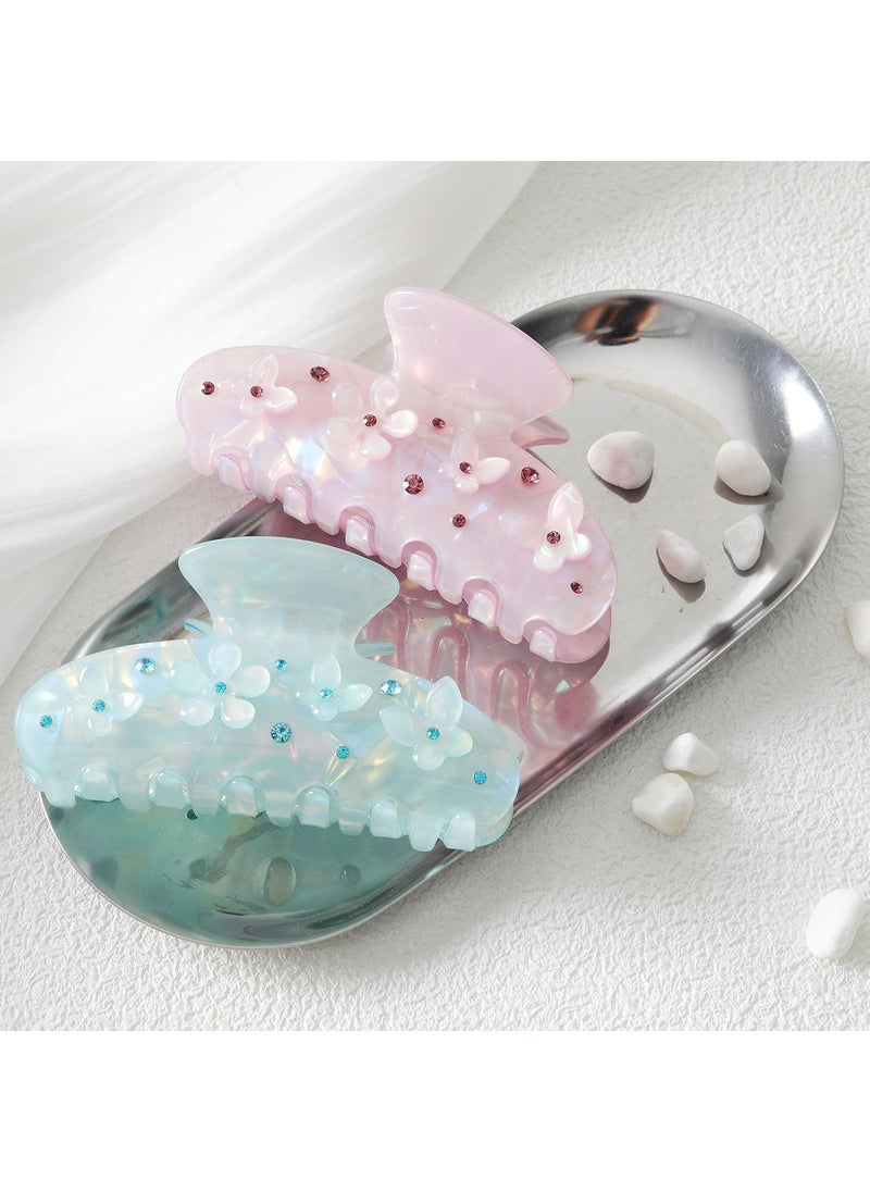 HAIMEIKANG HAIMEIKANG 2Pcs Acrylic Flower Hair Claw Clips  Large Hair Clips for Women Jaw Clips for Thick Thin Hair Strong Hold Cute Nonslip Claw Clips Stylish Hair Accessories for Women Girls 