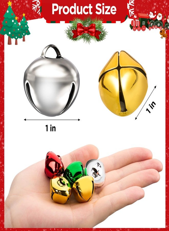 Sooez Silver Jingle Bells for Crafts, 50PCS 1inch Large Craft Bells with Crisp Sound, Christmas Bells Silver Bells for Crafts Christmas Decorations Halloween, Silver Jingle Bells 1 inch - Image 2