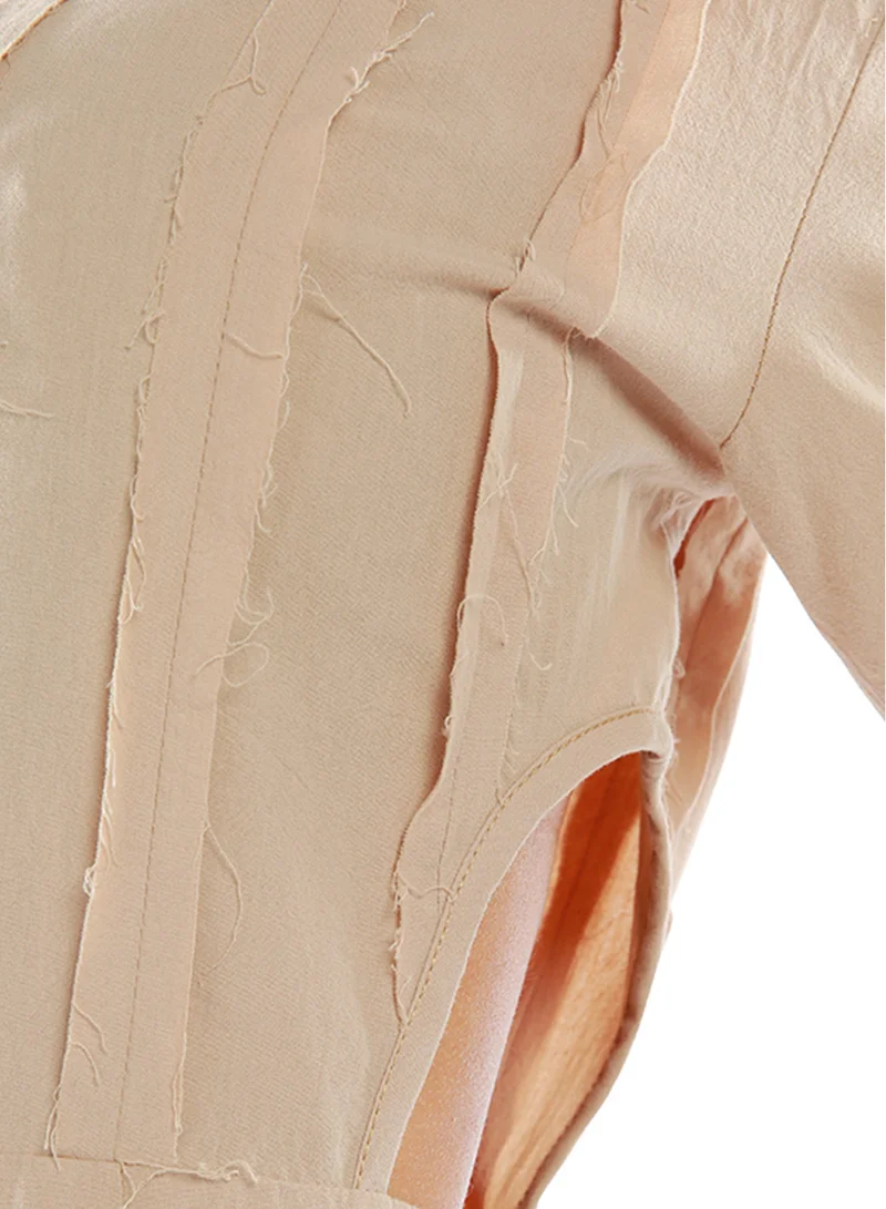 London Rag Camel Cut Out Bodycon Shirt Dress