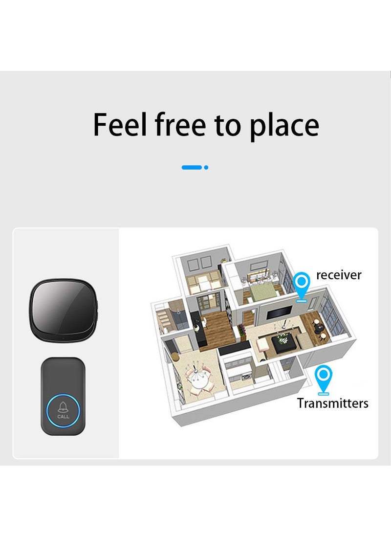 Generic Smart Waterproof Wireless Doorbell, Over 1000 Feet Range,5 Levels of Volume, Cordless Doorbell for Home, Office, Apartment, Hotel, Warehouse and Anti-Theft Black  - Image 4