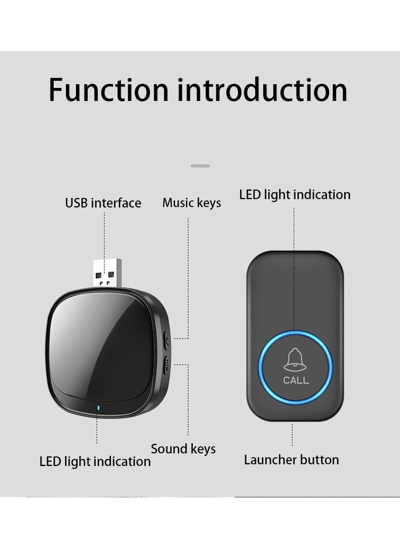 Generic Smart Waterproof Wireless Doorbell, Over 1000 Feet Range,5 Levels of Volume, Cordless Doorbell for Home, Office, Apartment, Hotel, Warehouse and Anti-Theft Black  - Image 2