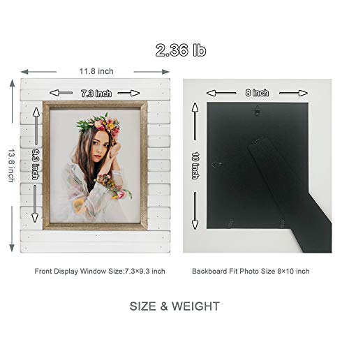 icheesday 8x10 Wooden Picture Frame Rustic Distressed White Photo Frame with Glass Cover Ready to Table Top and Wall Mounting - Image 4