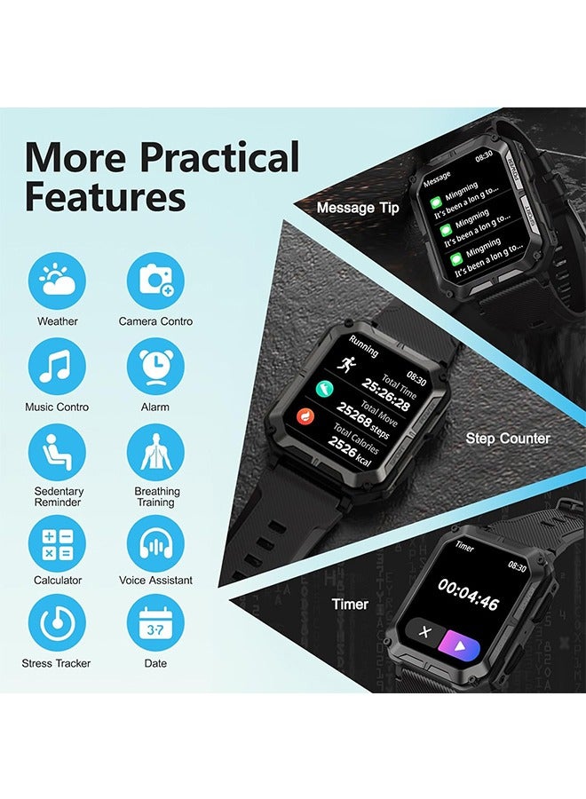 رولستيمي ساعة رياضية ذكية للرجال ، مقاومة للماء ، مع مكالمة بلوتوث ، وضع رياضي متعدد ، شاشة 1.83 بوصة ، جهاز تعقب للياقة البدنية - Image 4