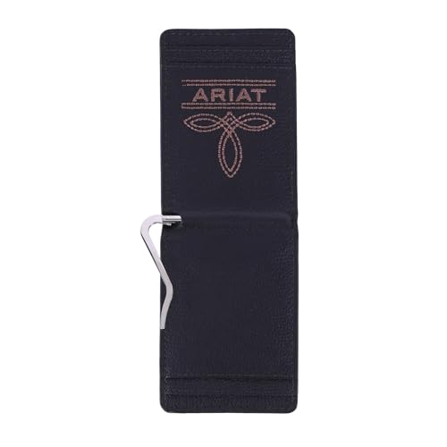ARIAT Men's Large Logo Bull Hide Leather Bifold Money Clip Wallet - Image 4