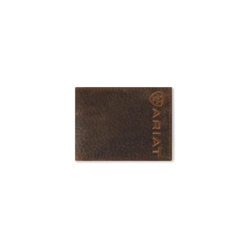ARIAT Men's Large Logo Bull Hide Leather Bifold Money Clip Wallet - Image 5