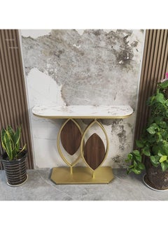 AWD Catchy Console Table, Gold Metal Frame with Marble Top  - Image 5