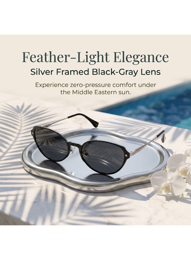 Unisex Vintage Oval Cat Eye Metal Frame Sunglasses Fashion UV Shades for Driving Beach Travel Photos Complete Gift Packaging Set - Image 3