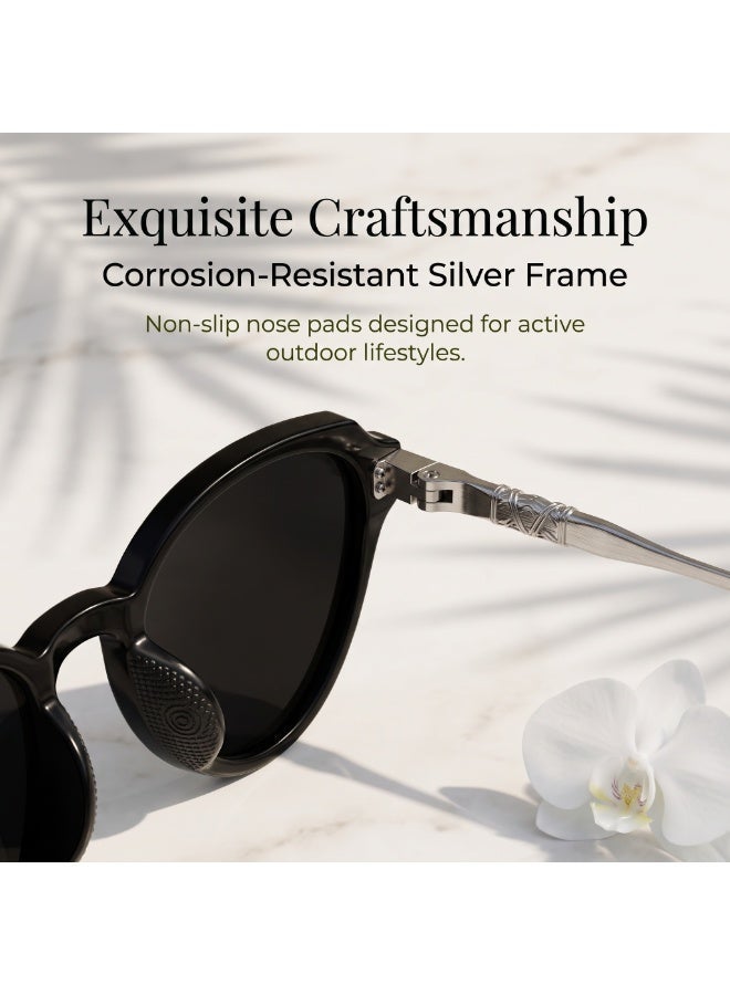Unisex Vintage Oval Cat Eye Metal Frame Sunglasses Fashion UV Shades for Driving Beach Travel Photos Complete Gift Packaging Set - Image 5