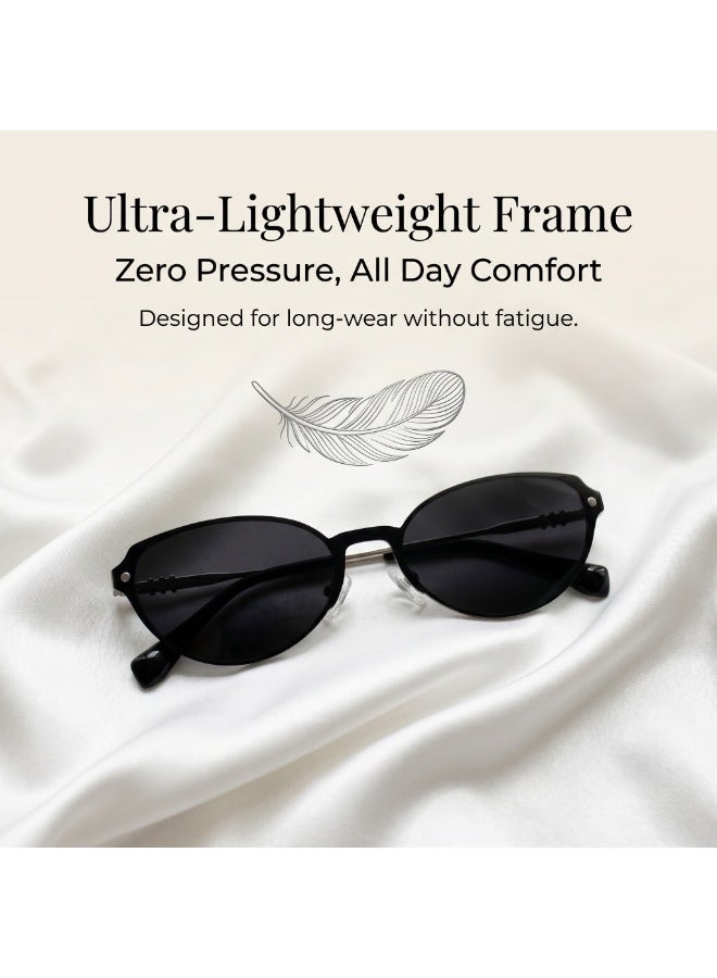 Unisex Vintage Oval Cat Eye Metal Frame Sunglasses Fashion UV Shades for Driving Beach Travel Photos Complete Gift Packaging Set - Image 4