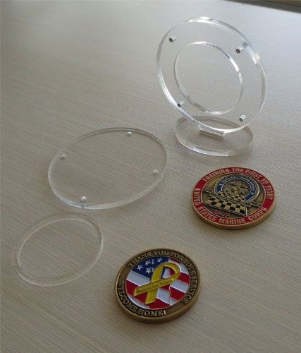 Top Stage 1.75" Diameter ONLY - Challenge Coin Display Case with Round Stand Magnetic Fasteners, Holder for an Antique Coin, Military Challenge Coin - Image 3