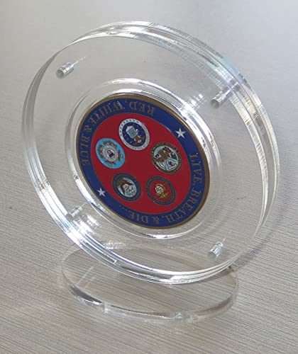 Top Stage 1.75" Diameter ONLY - Challenge Coin Display Case with Round Stand Magnetic Fasteners, Holder for an Antique Coin, Military Challenge Coin - Image 4