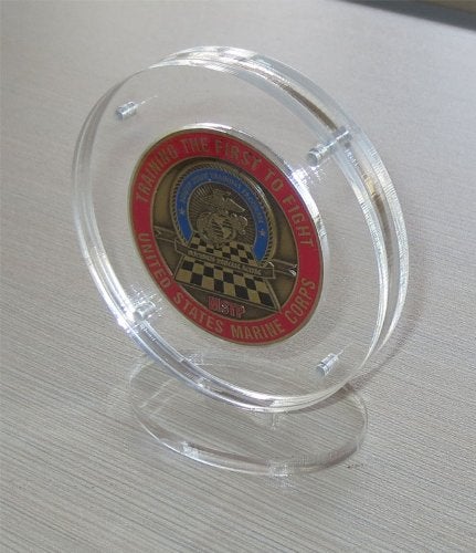 Top Stage 1.75" Diameter ONLY - Challenge Coin Display Case with Round Stand Magnetic Fasteners, Holder for an Antique Coin, Military Challenge Coin - Image 2