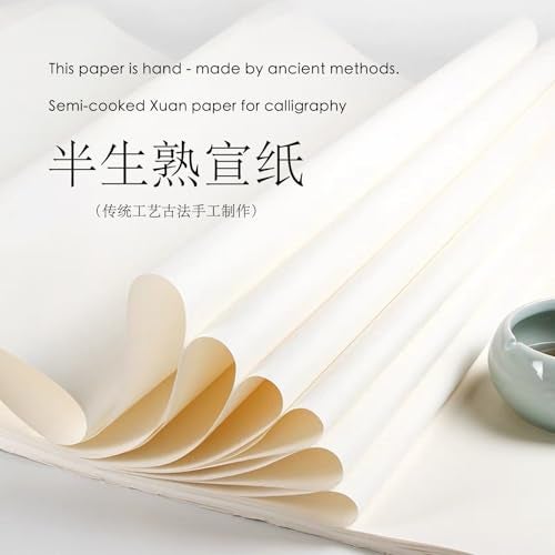 SEAMEW Calligraphy Rice Paper for Chinese Brush Painting and Japanese Sumi, 50 Sheets, 13.4 x 18.1 Inch, Traditional Craftsmanship - Image 2