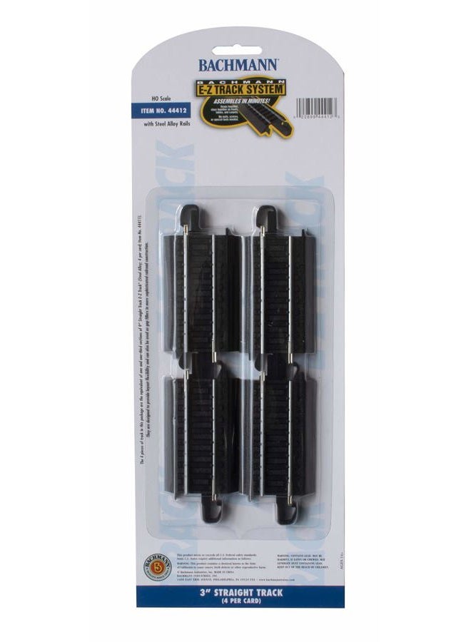 Bachmann Trains Snap-Fit EZ Track Straight Track 4-Pieces, 3-Inch, Black - Image 4
